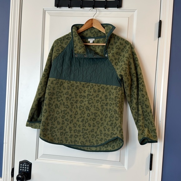 J Crew Women's Quilted Button-Neck Sherpa Tunic S Fleece Pullover Comfy Warm - Picture 1 of 9
